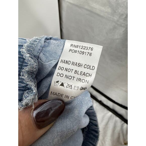 Mustard Seed Drawstring Cargo Jogger To Wide Leg Pants Light Wash Boho Indie S - Picture 12 of 12